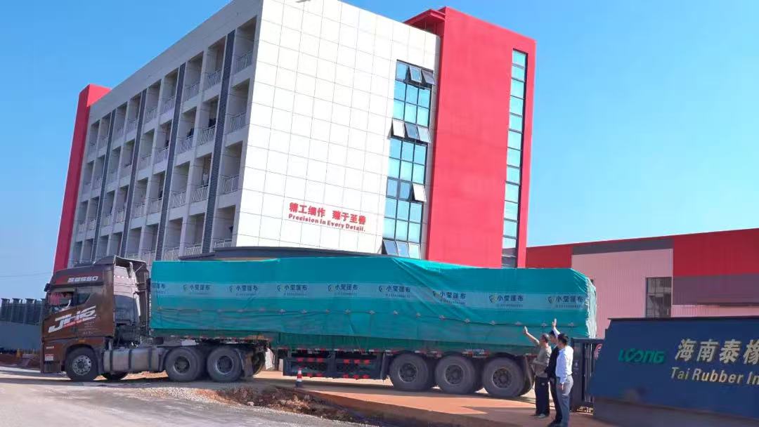 El puerto de libre comercio mira el primer lote de hilos de látex de "arancel cero" de despacho de aduanas en el puerto de libre comercio Hainan / hainan.
